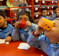 Children enjoy milk and snacks through the Lebanon Nursery Nutritional Program